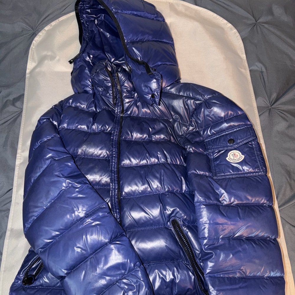 Moncler Shiny Navy Hooded Jacket